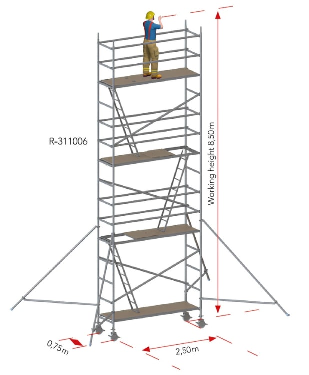 RALUTECH Rolling Tower 75 × 250 cm, R-311006, view 1