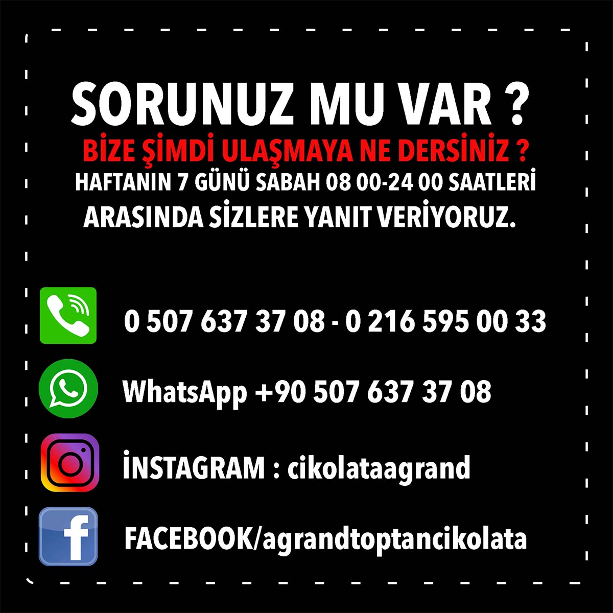 Agrand iletişim ve sosyal medya bilgilerimiz