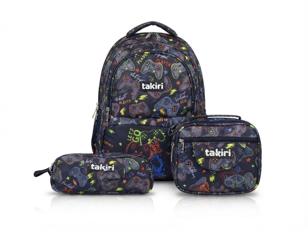 Sac a dos scolairee 03 PIECES TZ0986 MIXE — noir