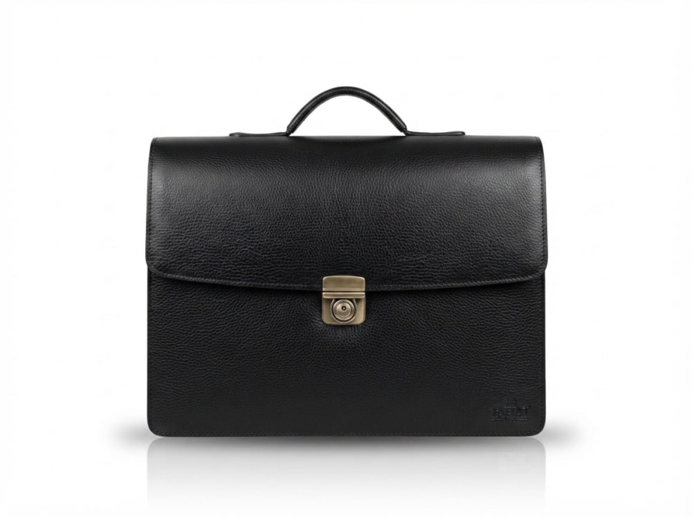 cartable CUIR 2 COMPARTIMENTS — noir