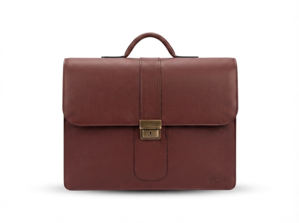 cartable CUIR 2 COMPARTIMANTS — maron