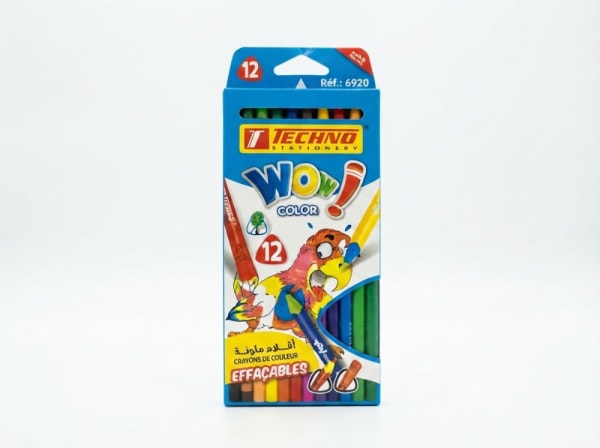 Cryons de couleur WOW color EFFACABLE BTE 12CL TECHNO 9620