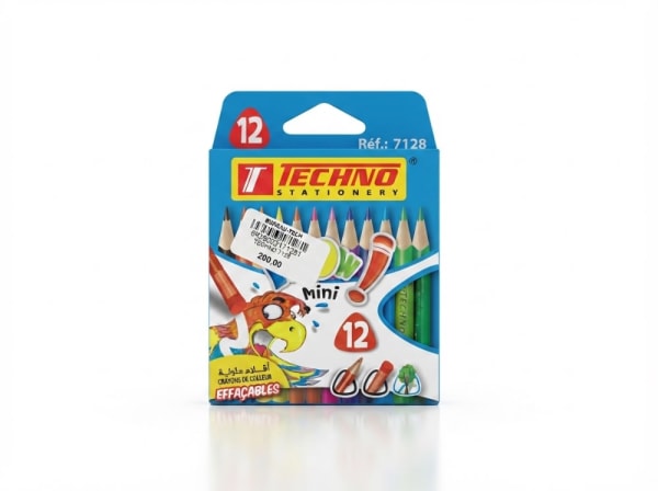 Cryons de couleurs WOW MINI EFFACABLE BTE DE 12 CLR TECHNO 7128