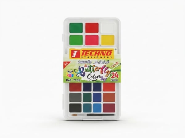QUARELLE BUTERFLY COLORS 24 PASTILLES TECHNO 7108