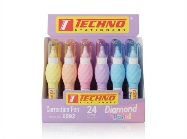 STYLO CORRECTEUR TETE EN METAL COULEUR PASTEL TECHNO 6892