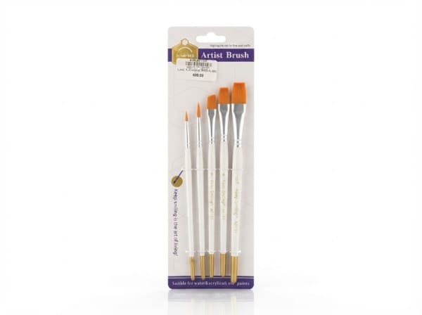 JEU DE PINceAU DE DESSIN BLANC BLANC PLAT + ROND 6 PCS Pl-9922