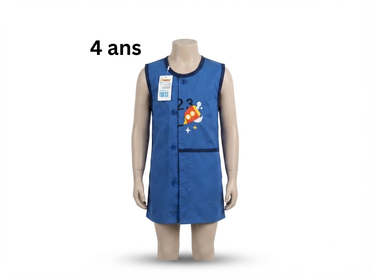 TABLIER CRECHE ARCON 04 ANS BLEU BOUTON TECHNO 70758