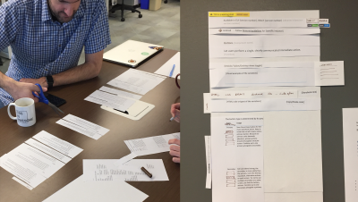 Arranging portions of design documentation in response to feedback