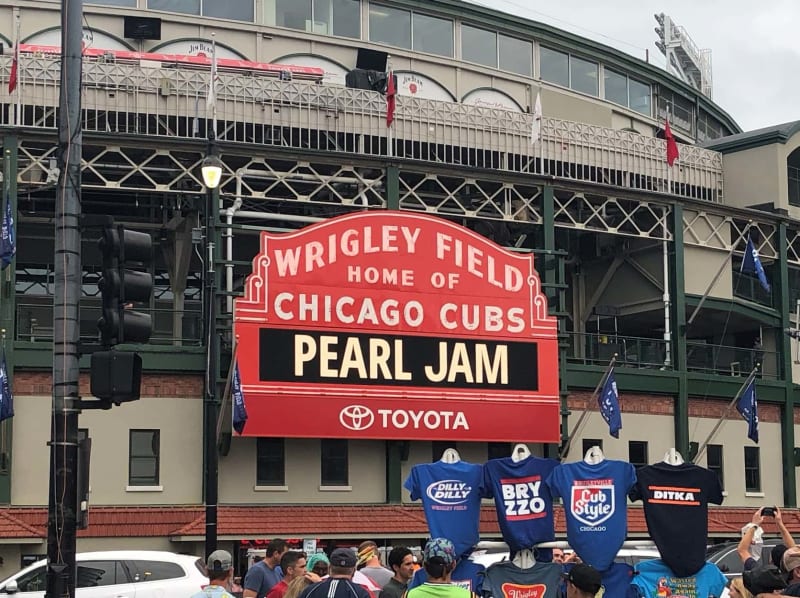 Pearl Jam performing at Wrigley Field