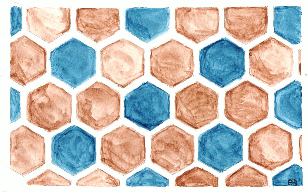 Hexagons Burnt and Blue