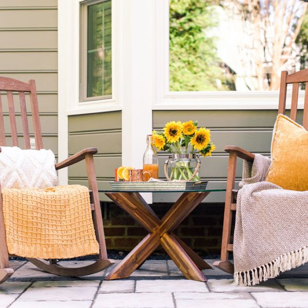 cozy rocking chair on outdoor patio