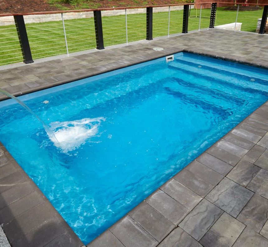 Fiberglass plunge pool with paver patio