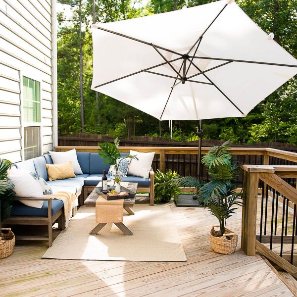 Fully Furnished wooden deck with drink railing