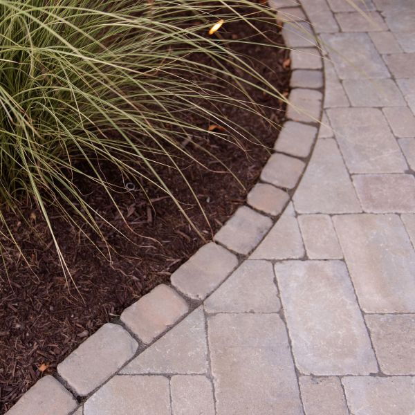 Paver patio with ornamental grass