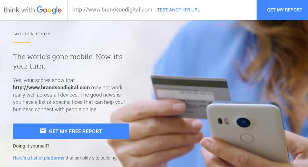 test my site - think with google mobile report