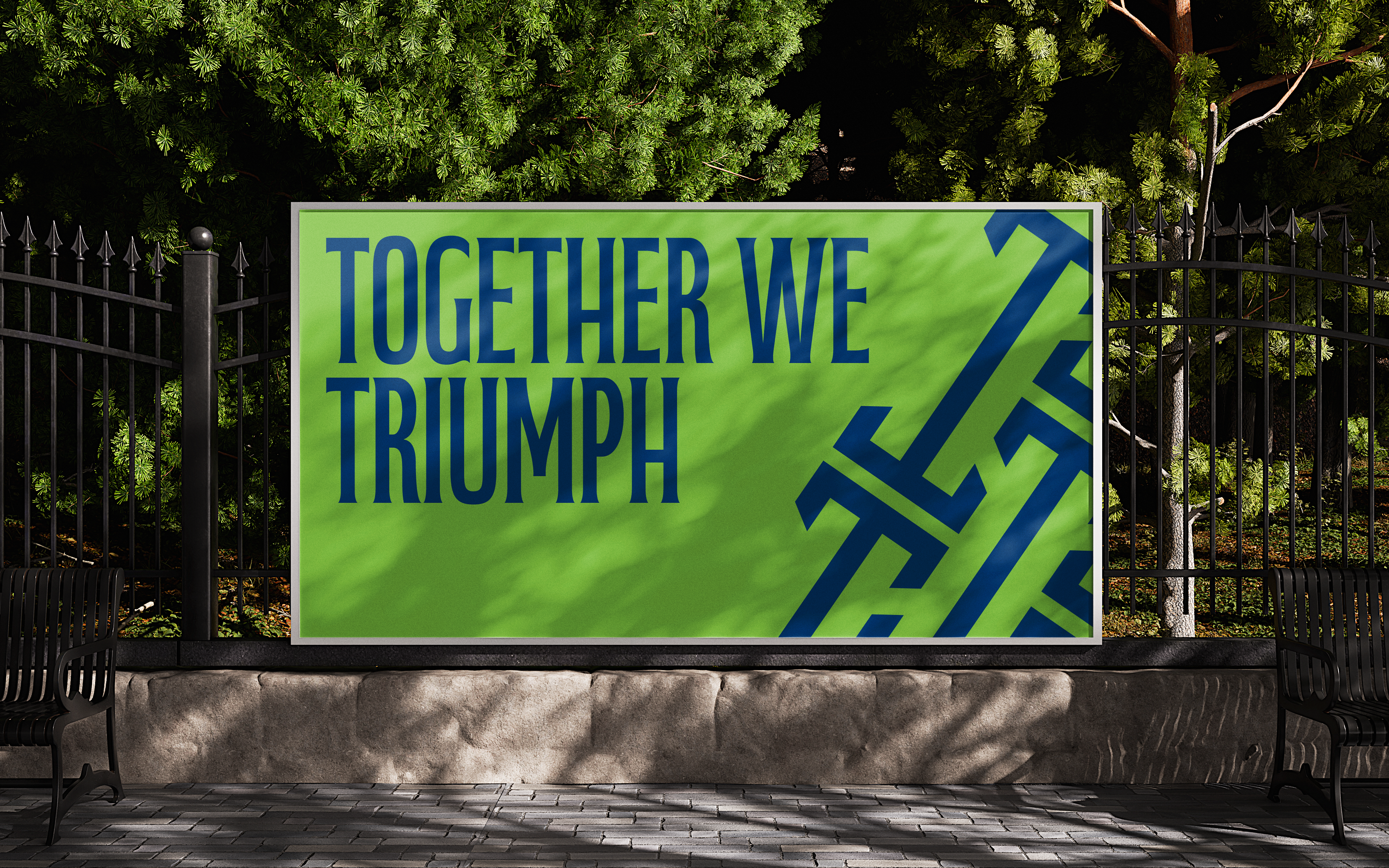Single Roadside Billboard with a Backdrop of Green Trees Mockup 1