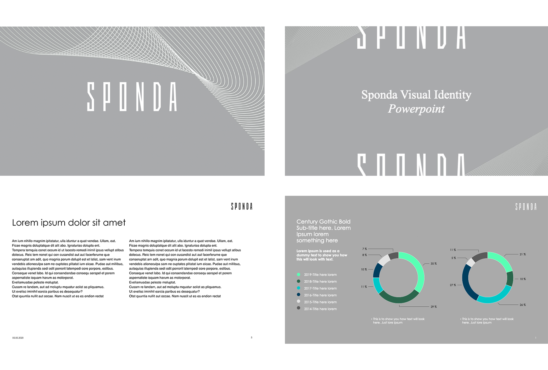Sponda brand identity, guideline and assets. A modern essential. Simple, solid color and a bold logo