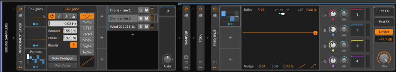 Screenshot of Bitwig instrument chain