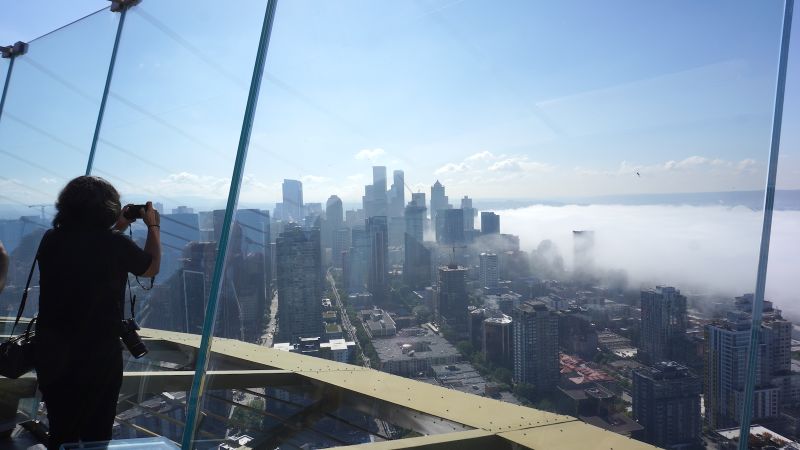 a view of the Seattle skyline from the Space Needle