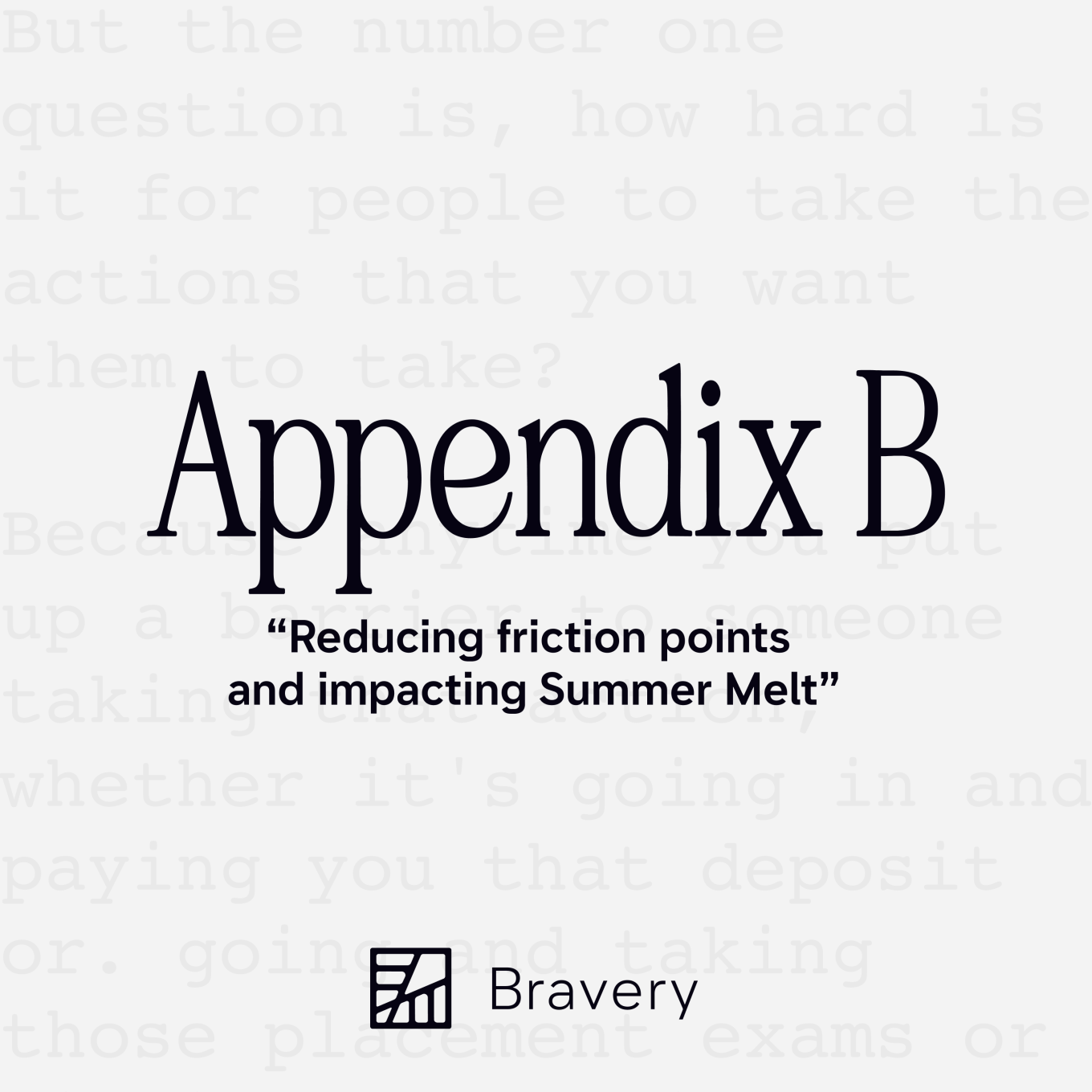 Appendix B Episode 19, text is present that reads, "Reducing friction points and impacting Summer Melt"