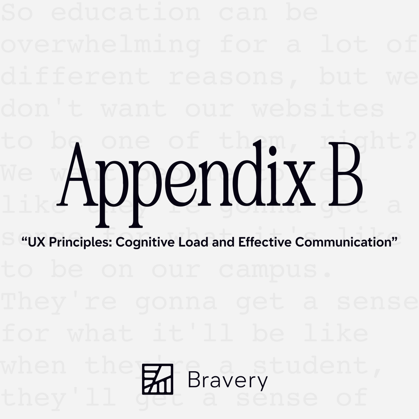 Appendix B Episode 22, text is present that reads, "UX Principles: Cognitive Load and Effective Communication"