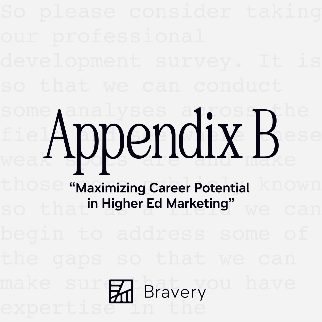 Appendix B Episode 35, text is present that reads, "Maximizing Career Potential in Higher Ed Marketing"