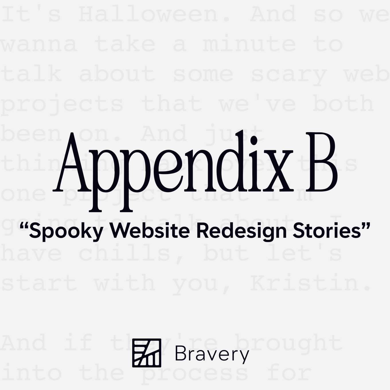Appendix B Episode 37, text is present that reads, "Spooky Website Redesign Stories."