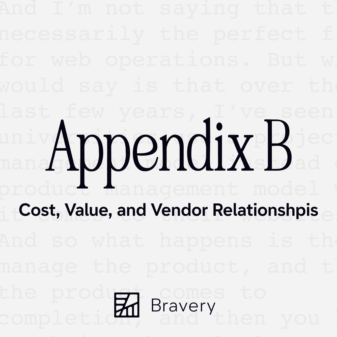 Text reads: Appendix B. Cost, Value, and Vendor Relationships