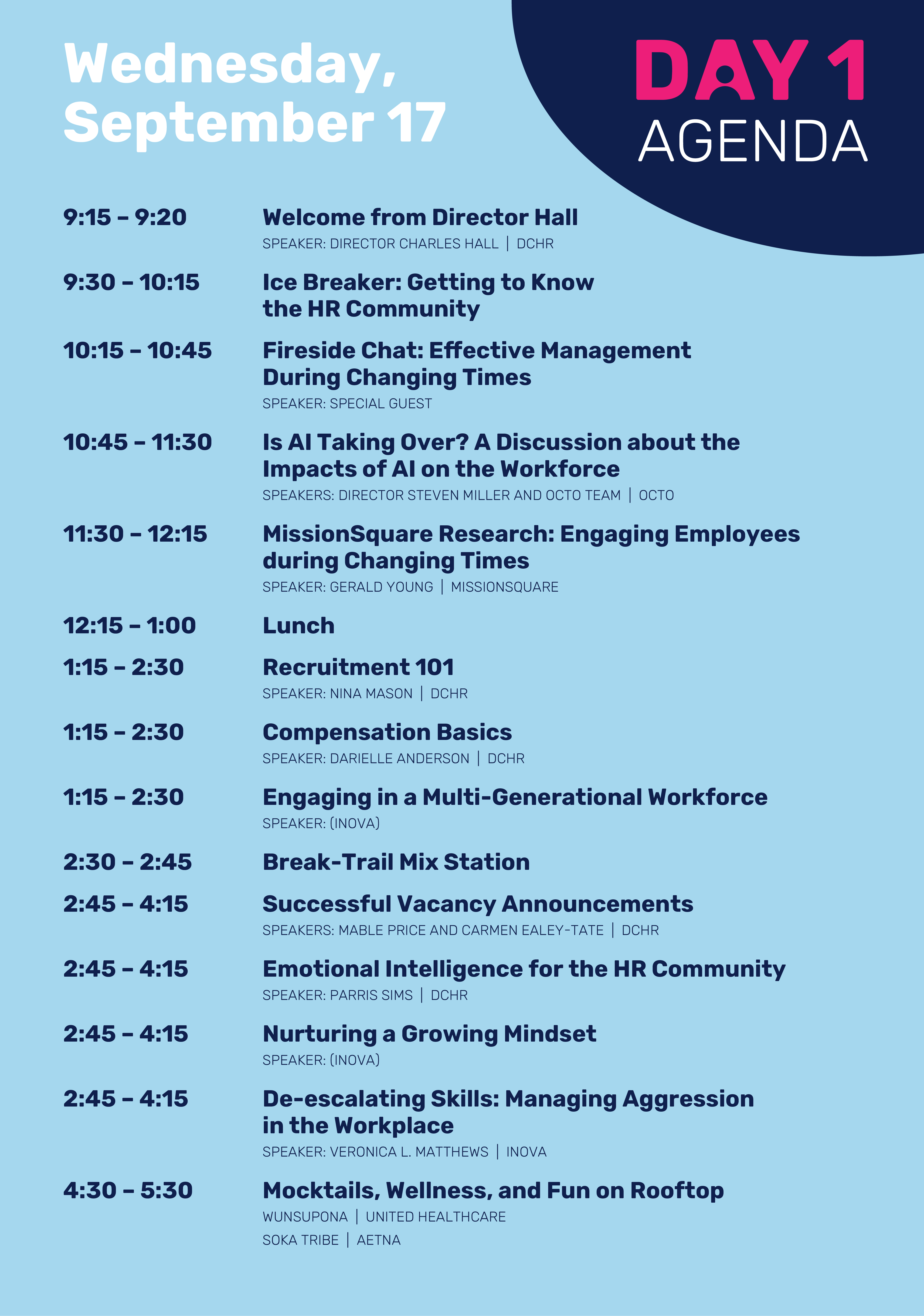 Day 1 Agenda