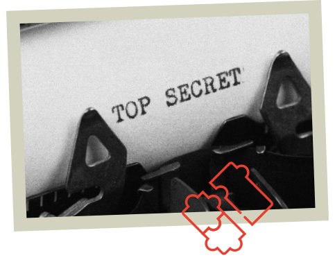 typewriter carriage with the words 'top secret'