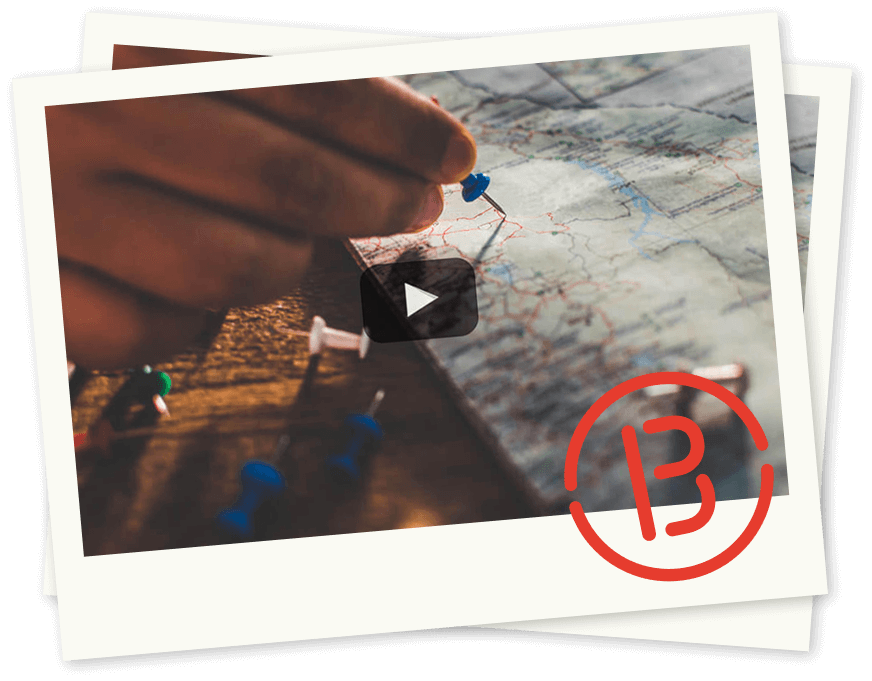 video preview, displaying a push pin on a map
