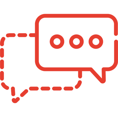 red icon of comic strip dialogue balloons