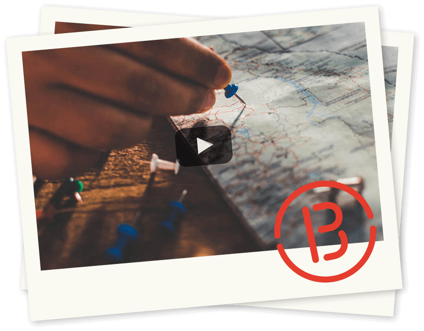 video preview, displaying a push pin on a map