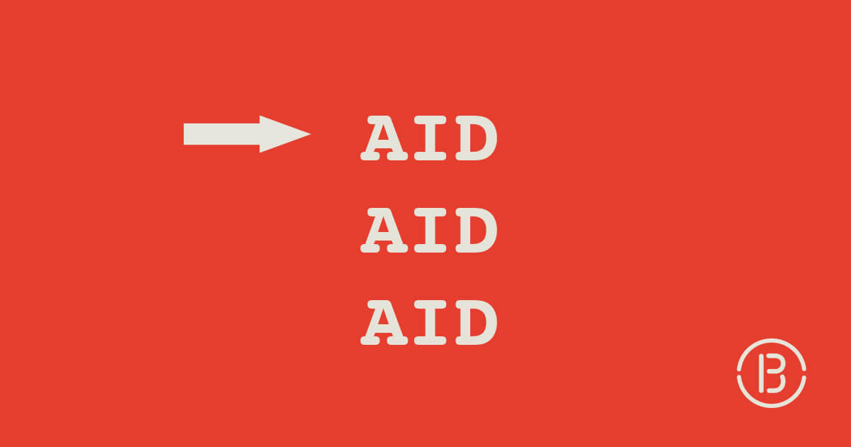 visual riddle with the word AID three times and an arrow pointing to the first AID