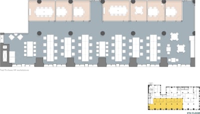 Floor plan for Breather office space 215 Park Avenue South, 9th Floor, Suite MANPRKSUITEB