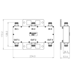 3-way hybrid combining unit 694-3800 MHz 4.3-10f