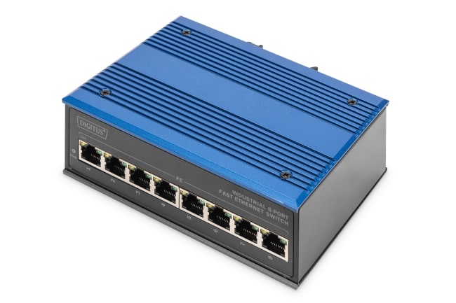 Industrial 8 Port Fast Ethernet Switch, Unmanaged