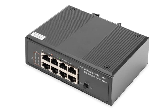 Industrial 7 Port Gigabit PoE Switch, Unmanaged