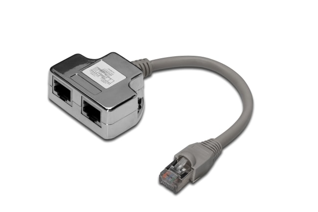 CAT 5e patch cable adapter, 2x CAT 5e, SH