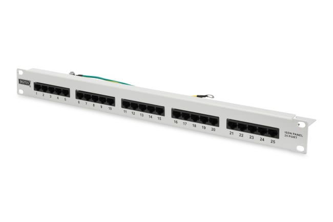 CAT 3 ISDN Patch Panel, unSH, grey