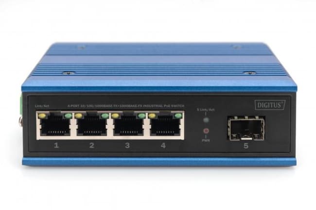 4-port 10/100/1000BASE-TX+1000Base-FX Industrial PoE Switch