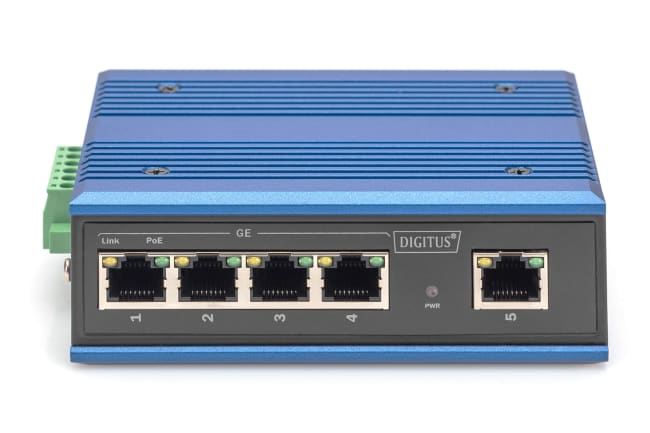 Industrial 4 Port Gigabit PoE Switch, Unmanaged, 1 Uplink