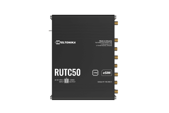 RUTC50 Industrial 5G Router, Dual-SIM/ESIM, Wifi, WAN, GNSS