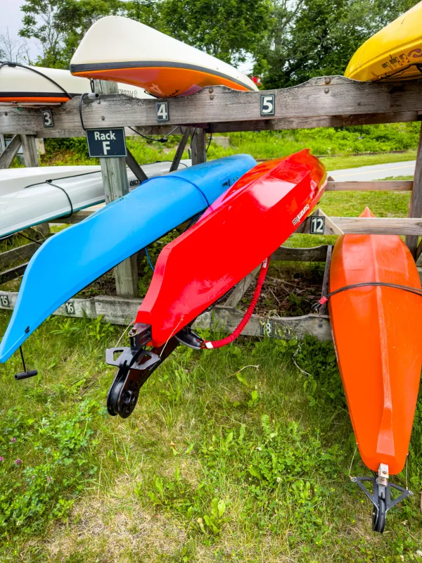 Public kayak racks on the Eastern Promenade
