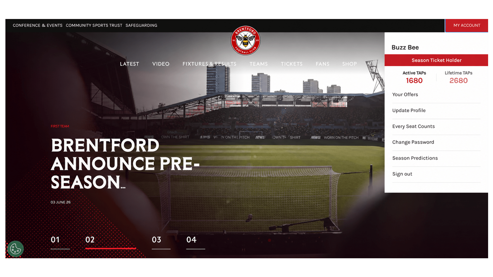 Account Hub BrentfordFC.com