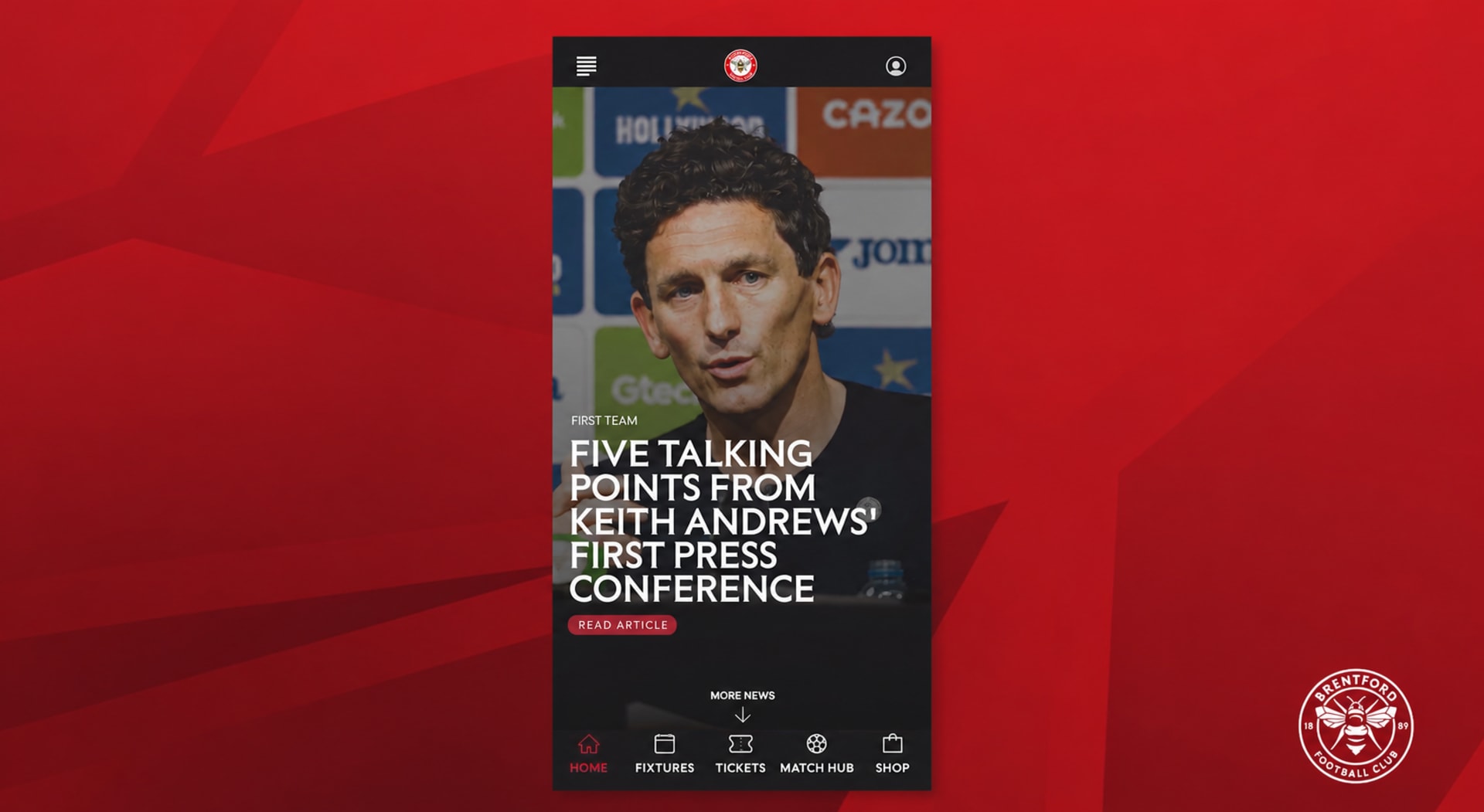 Brentford FC App log in