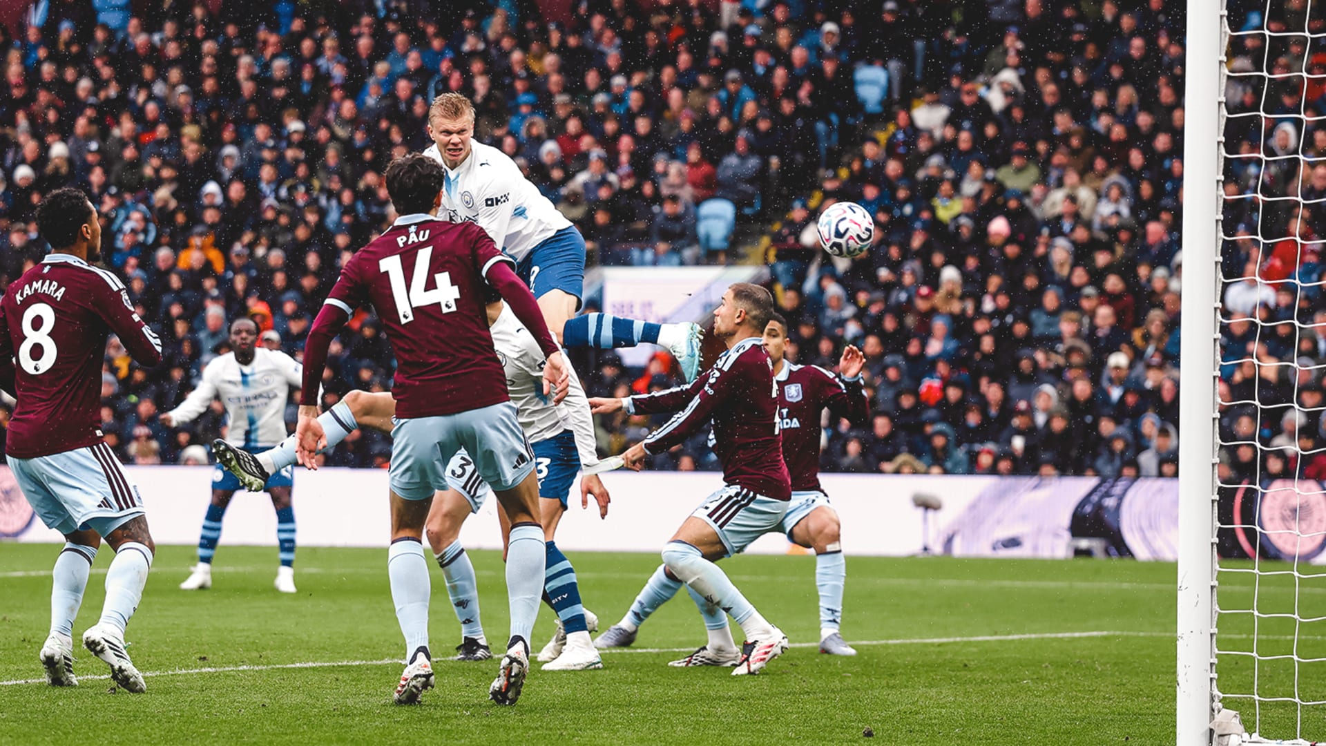 Erling Haaland Manchester City goal v Aston Villa 