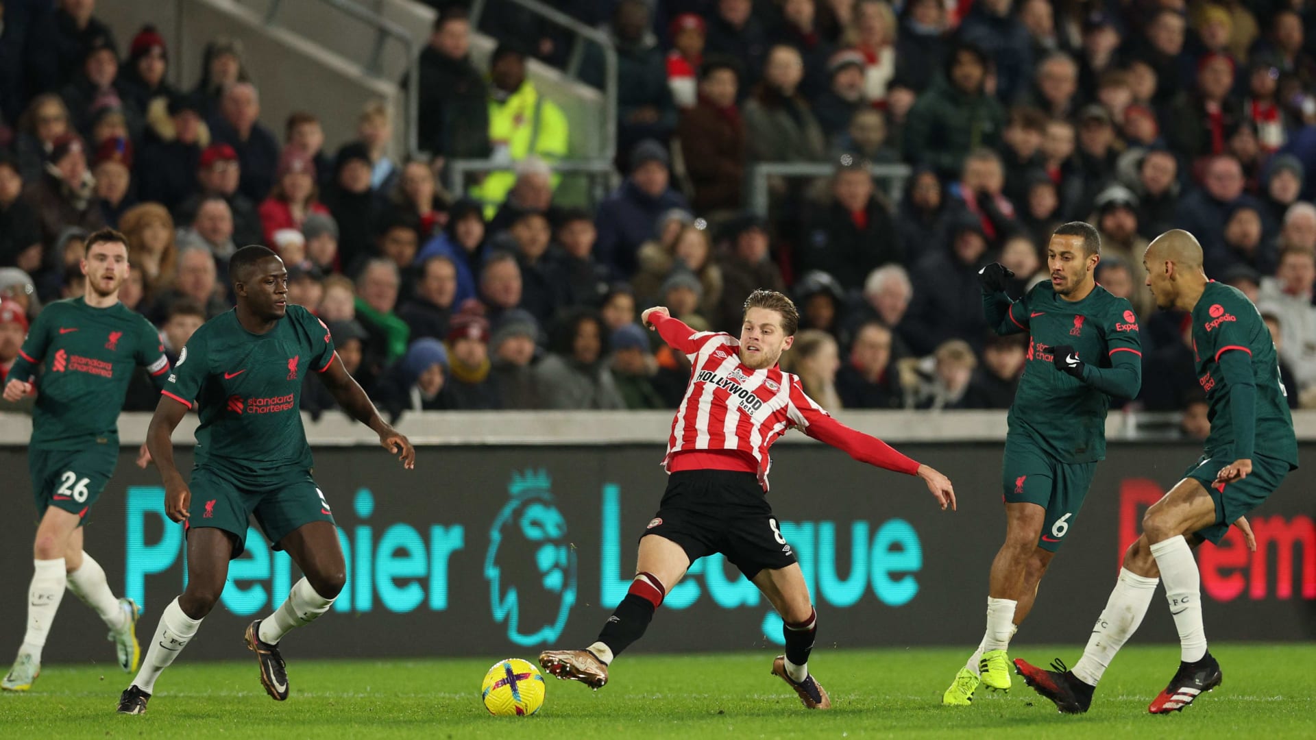 Mathias Jensen v Liverpool
