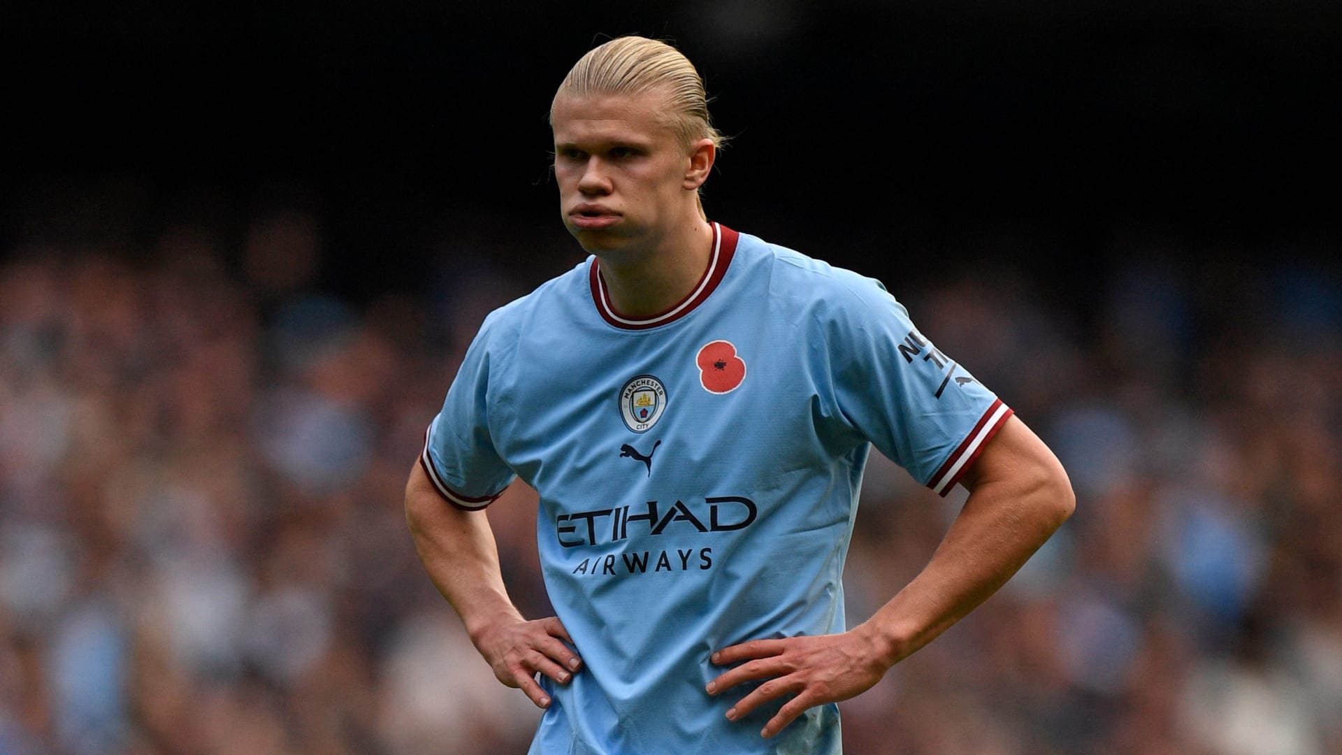 Manchester City's Erling Haaland after failing to score against Brentford
