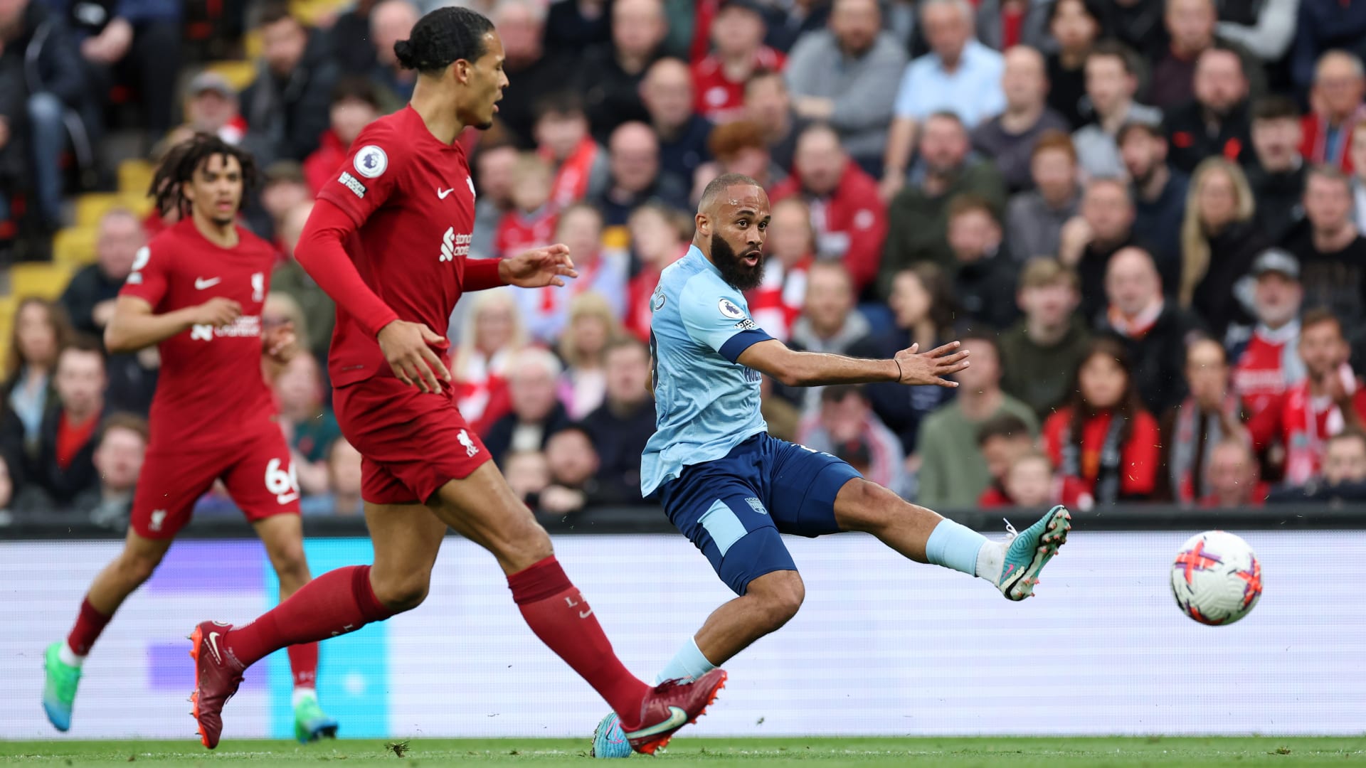 Bryan Mbeumo v Liverpool (match report first half embed)